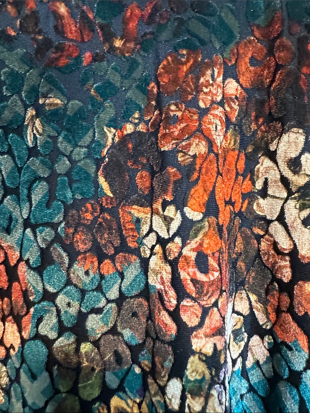 Calessa Plus Size Women's Teal Floral Velvet Long-Sleeve Top - Picture 3 of 7